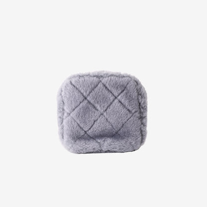 Chanel Mini Coco Handle Shearling Flap Bag in Grey Shearling/Lambskin Leather with Gold Hardware