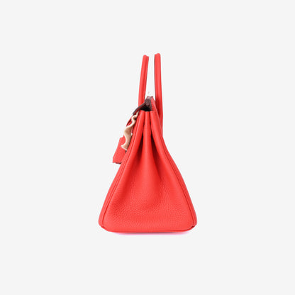 Hermès Birkin 25 in Rouge de Cœur Togo Leather with Palladium Hardware side view