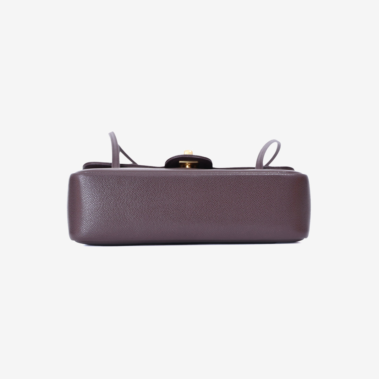 Chanel 26P Preppy Flap Small Bag in Brown Calfskin Leather with Gold Hardware bottom view