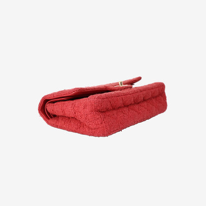 Chanel Classic Double Flap Bag in Red Tweed with Gold Hardware