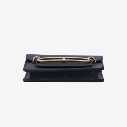 Hermès Roulis Wallet in Bleu Nuit Evercolor Leather with Gold Hardware bottom view