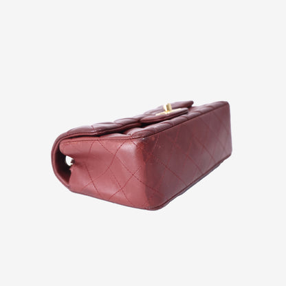 Chanel Classic Mini Flap Bag in Burgundy Lambskin Leather with Gold Hardware