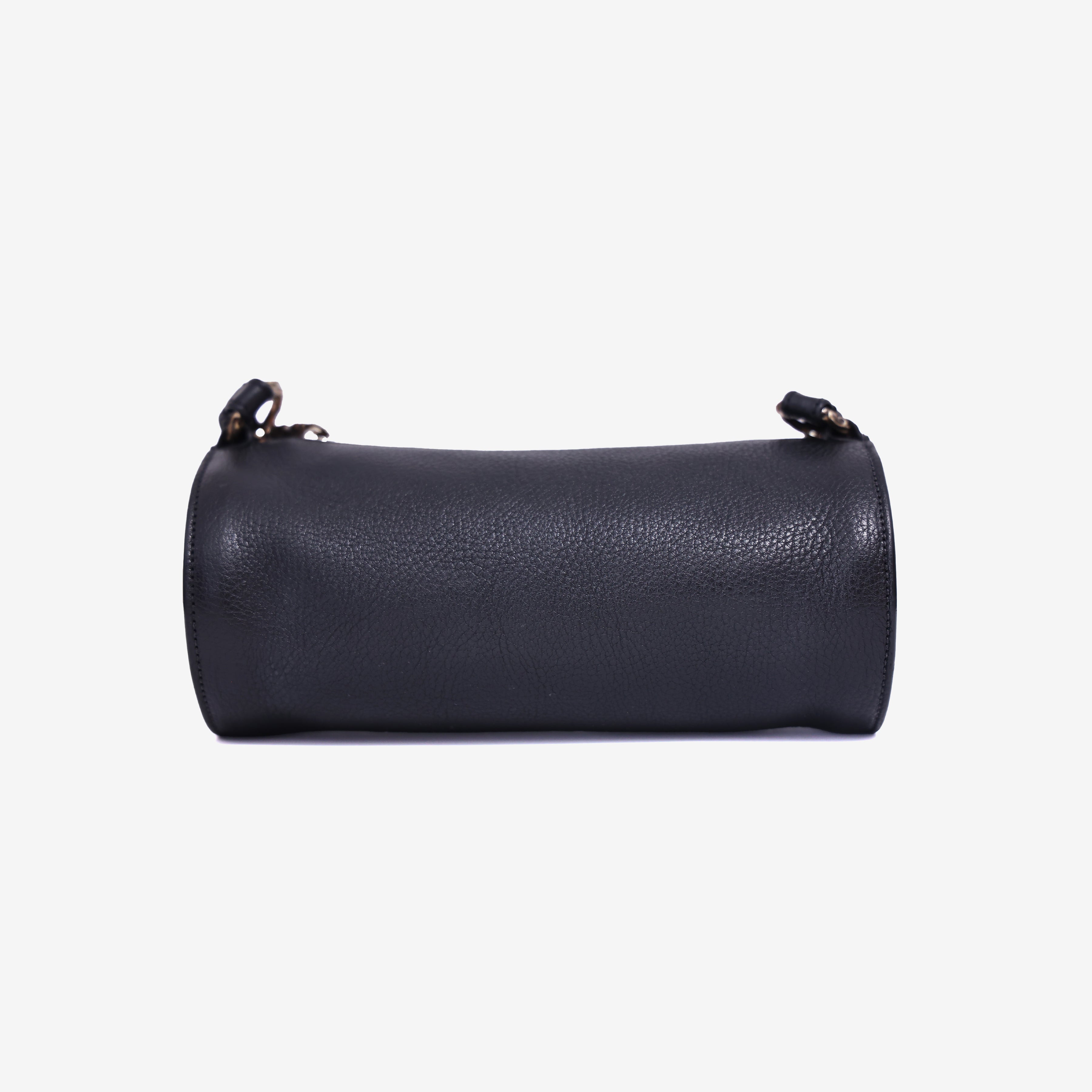 Chrome Hearts Grinds Cemetery Cross Tube Bag in Black Calfskin In Silver Hardware back view