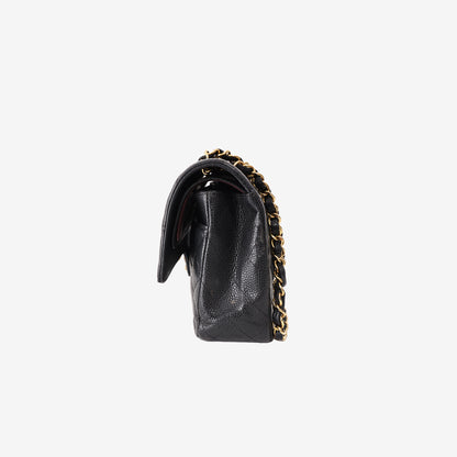 Chanel Classic Double Flap Medium in Black Caviar Leather with Gold Hardware