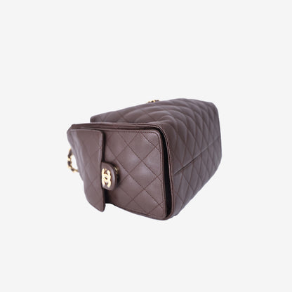 Chanel 25 Hobo Bag Small in Brown Caviar Leather with Gold Hardware