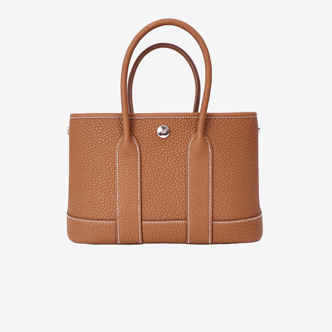 Hermès Mini Garden Party in Gold Clemence Leather with Palladium Hardware front view