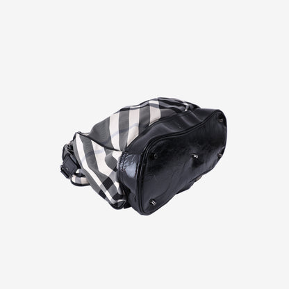Burberry Medium Walden Bag in Black/White Check Nylon/Patent Leather