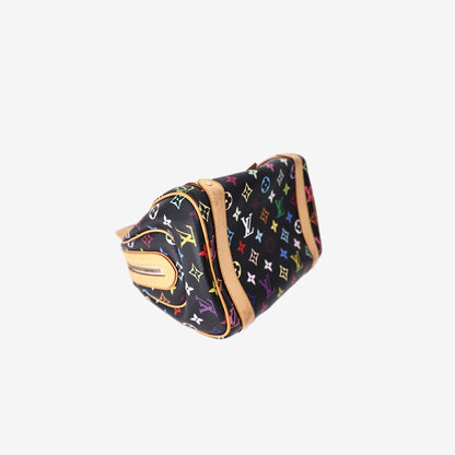 Louis Vuitton Priscilla Boston Tote Bag in Black/Multicolour Monogram Canvas/Vachetta Leather with Gold Hardware