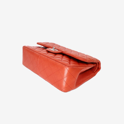Chanel Jumbo Classic Flap Bag in Orange Lambskin Leather with Silver Hardware (Contact to Enquire)