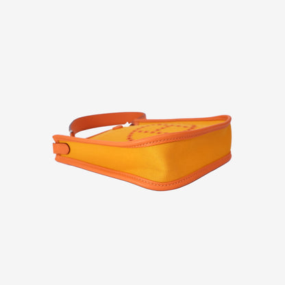 Hermès Neo Evelyne TPM in Feu/Jaune d'Or Officier Canvas/Swift Leather with Palladium Hardware