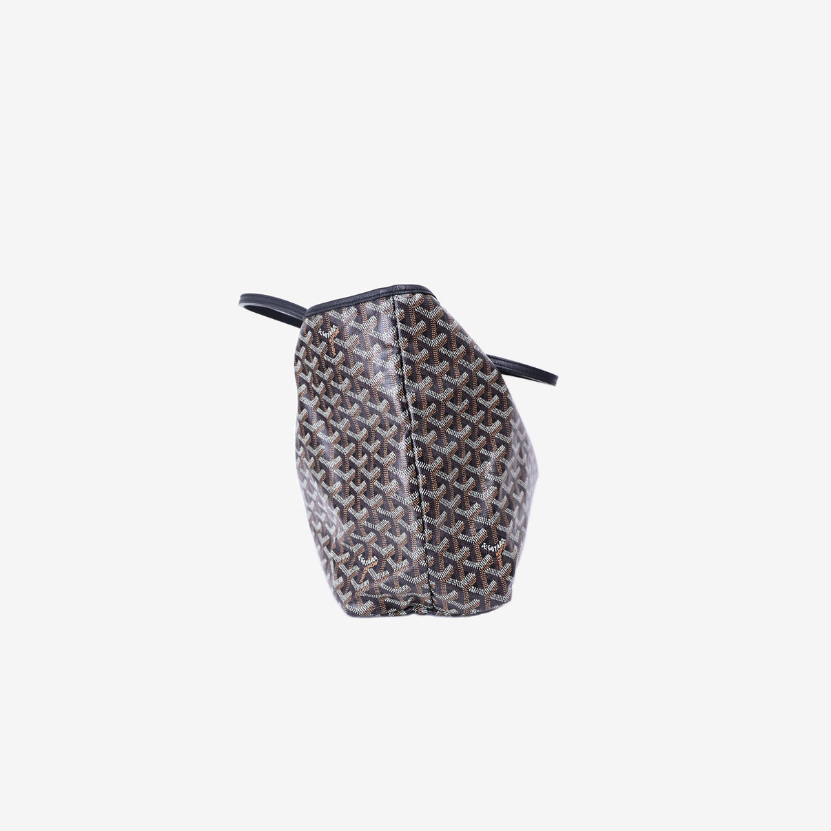 Goyard Saint Louis PM Tote in Black Goyardine Canvas Leather with Palladium Hardware side view