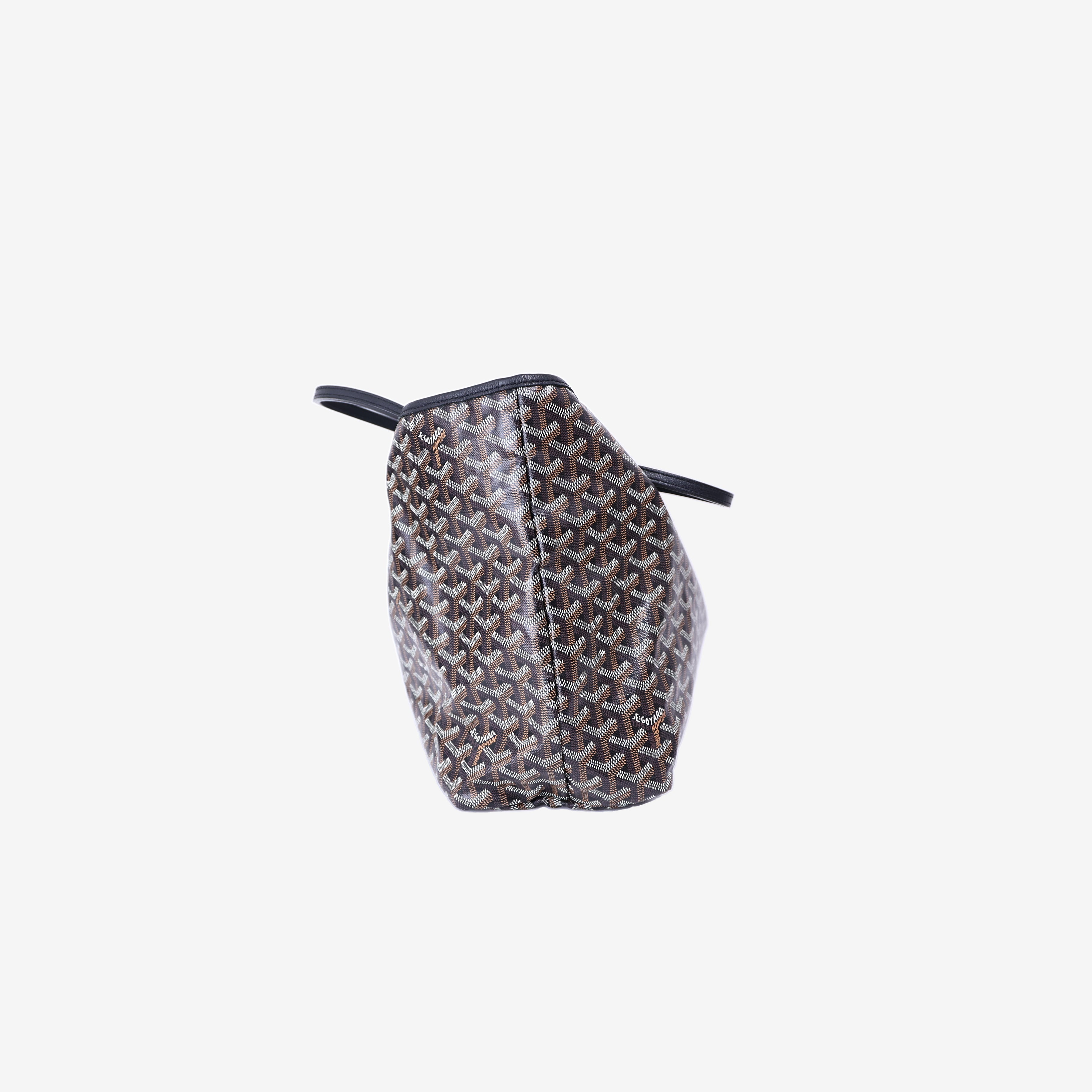 Goyard Saint Louis PM Tote in Black Goyardine Canvas Leather with Palladium Hardware side view