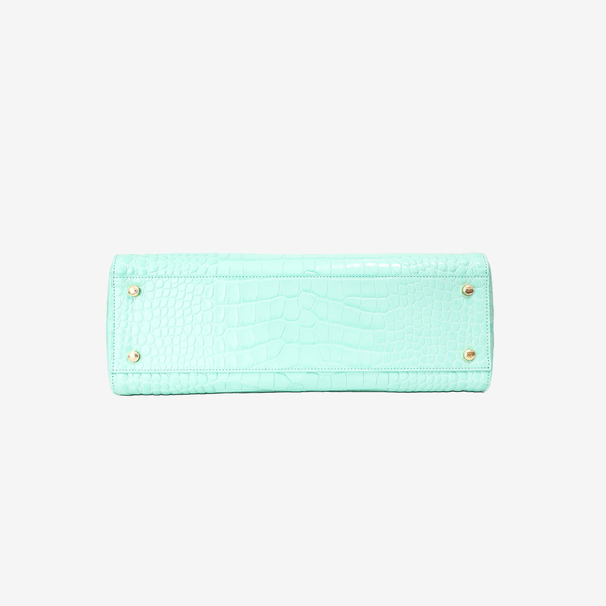 Chanel 26S Shopping Bag in Green Crocodile Embossed Calfskin Leather with Gold Hardware bottom view