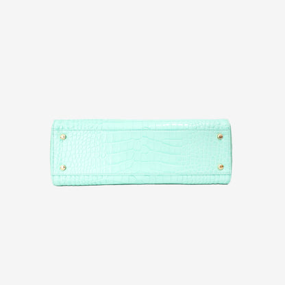Chanel 26S Shopping Bag in Green Crocodile Embossed Calfskin Leather with Gold Hardware bottom view