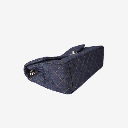 Chanel 26P Maxi Classic Flap Bag in Dark Blue Denim with Aged Gold Hardware (Contact to Enquire)