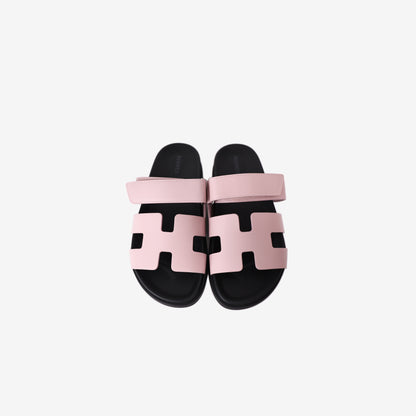 Hermès Chypre Sandals in Rose Cancan Calfskin Leather (Size 38)