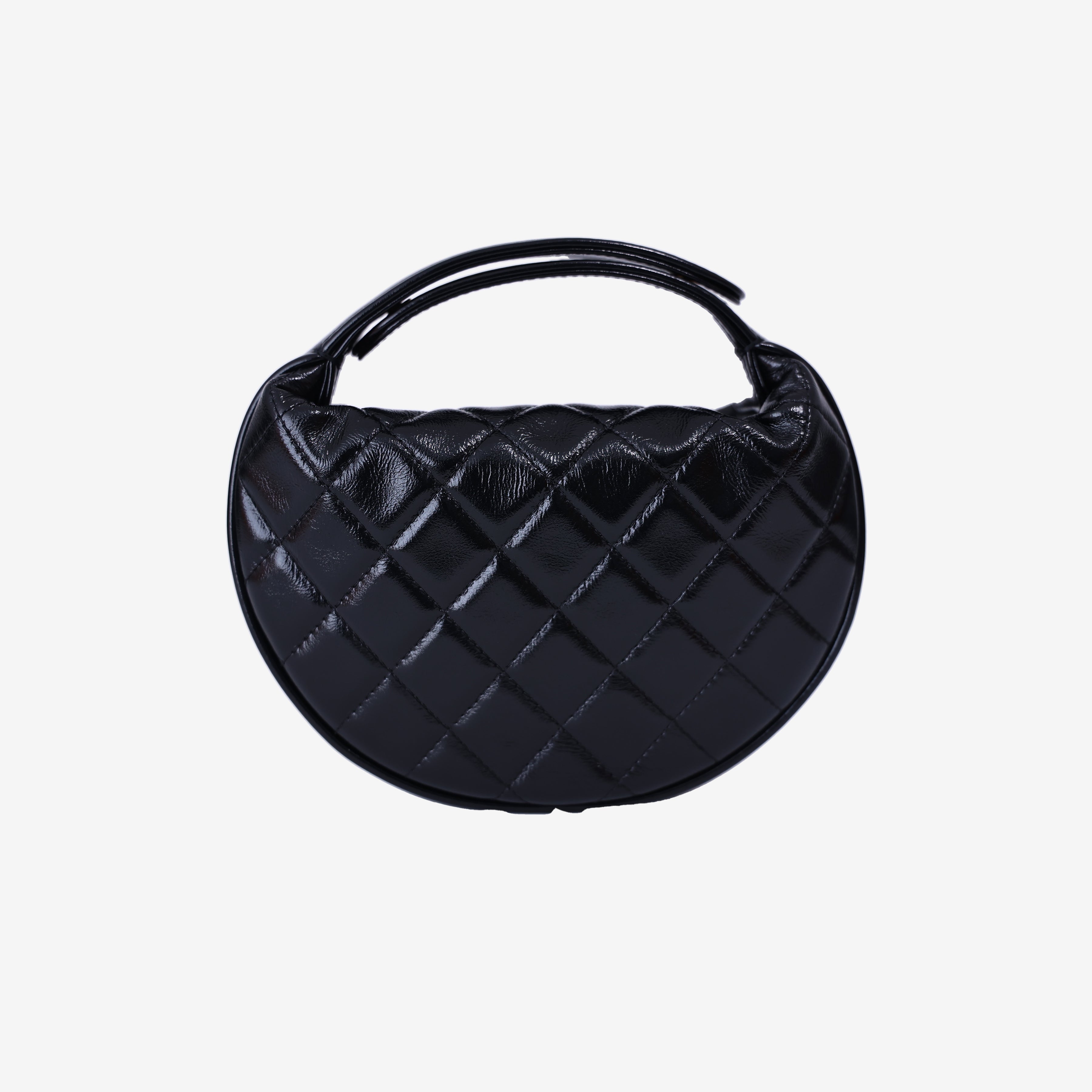 Chanel Mini Bow Hobo Pouch in Black Calfskin Leather with Gold Hardware back view
