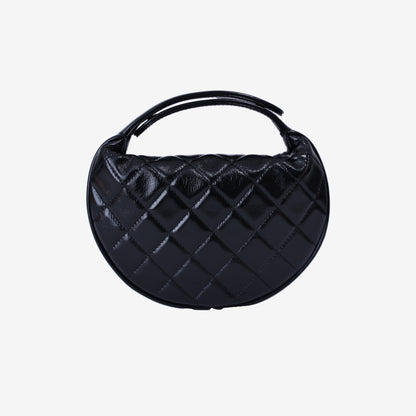 Chanel Mini Bow Hobo Pouch in Black Calfskin Leather with Gold Hardware back view