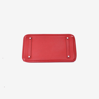 Hermès Birkin 35 in Rouge Casaque Togo Leather with Palladium Hardware bottom view