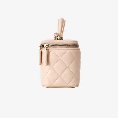 Chanel Small Top Handle Vanity Case with Chain in Pink Lambskin Leather with Gold Hardware