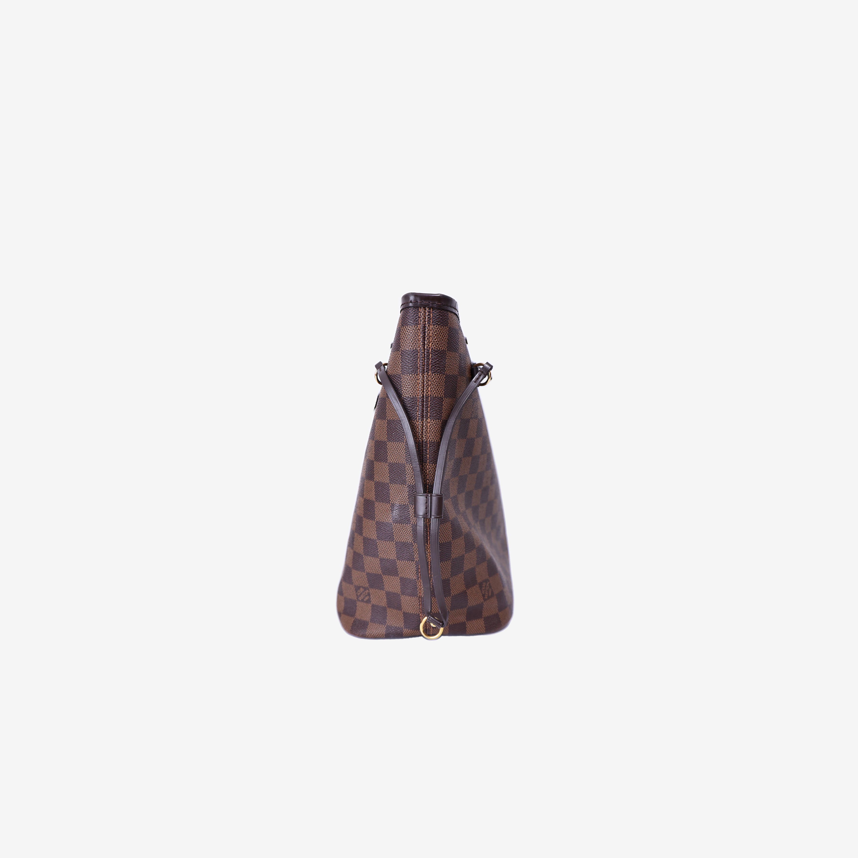 Louis Vuitton Neverfull Tote Bag in Brown Monogram Canvas Leather with Gold Hardware side view