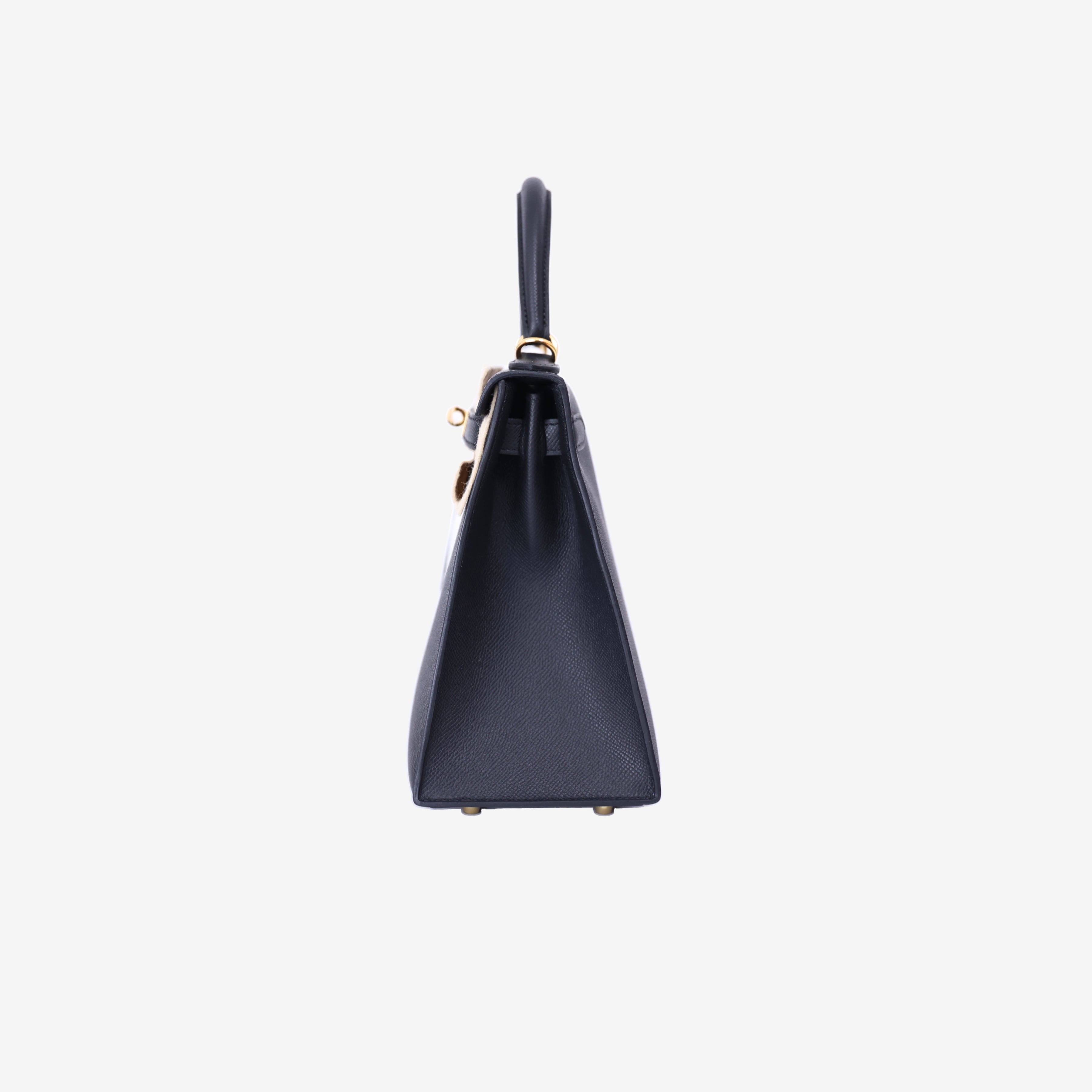 Hermès Kelly 28 in Noir Epsom Leather with Gold Hardware side view