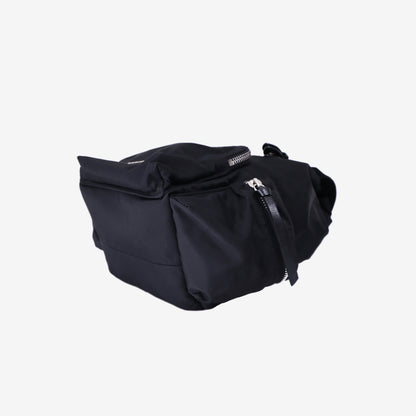 Burberry Medium Crossbody Rucksack Backpack in Black Nylon/Calfskin Leather with Silver Hardware
