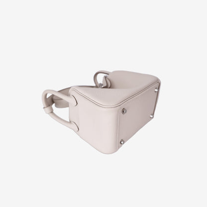 Hermès Mini Lindy in White Clemence Leather with Palladium Hardware