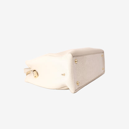 Versace Collection Leather Panel Tote Bag in Cream/Off-White Leather with Gold Hardware