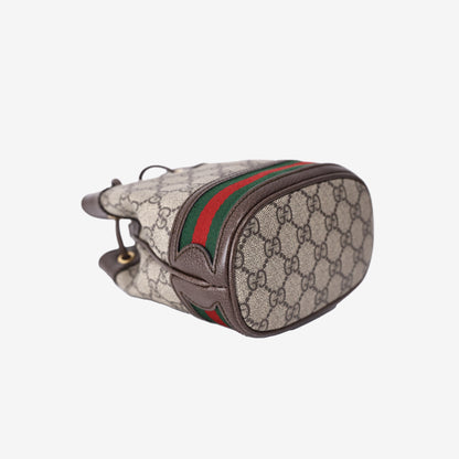 Gucci Ophidia Mini GG Bucket Bag in Beige Brown GG Supreme Canvas with Gold Hardware