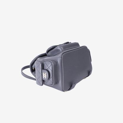 Chanel Small Duma Backpack in Grey Caviar Leather with Gold Hardware