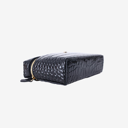 Chanel 26B Vanity Case with Chain in Black Crocodile-Embossed Calfskin Leather with Gold Hardware