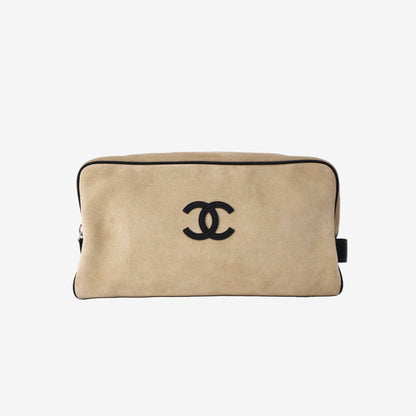 Chanel 26A Matthieu Blazy Large Zipped Pouch in Beige Calfskin Leather