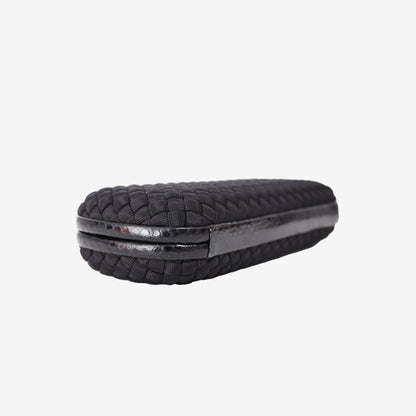 Bottega Veneta Woven Silk Stretch Knot Clutch in Black