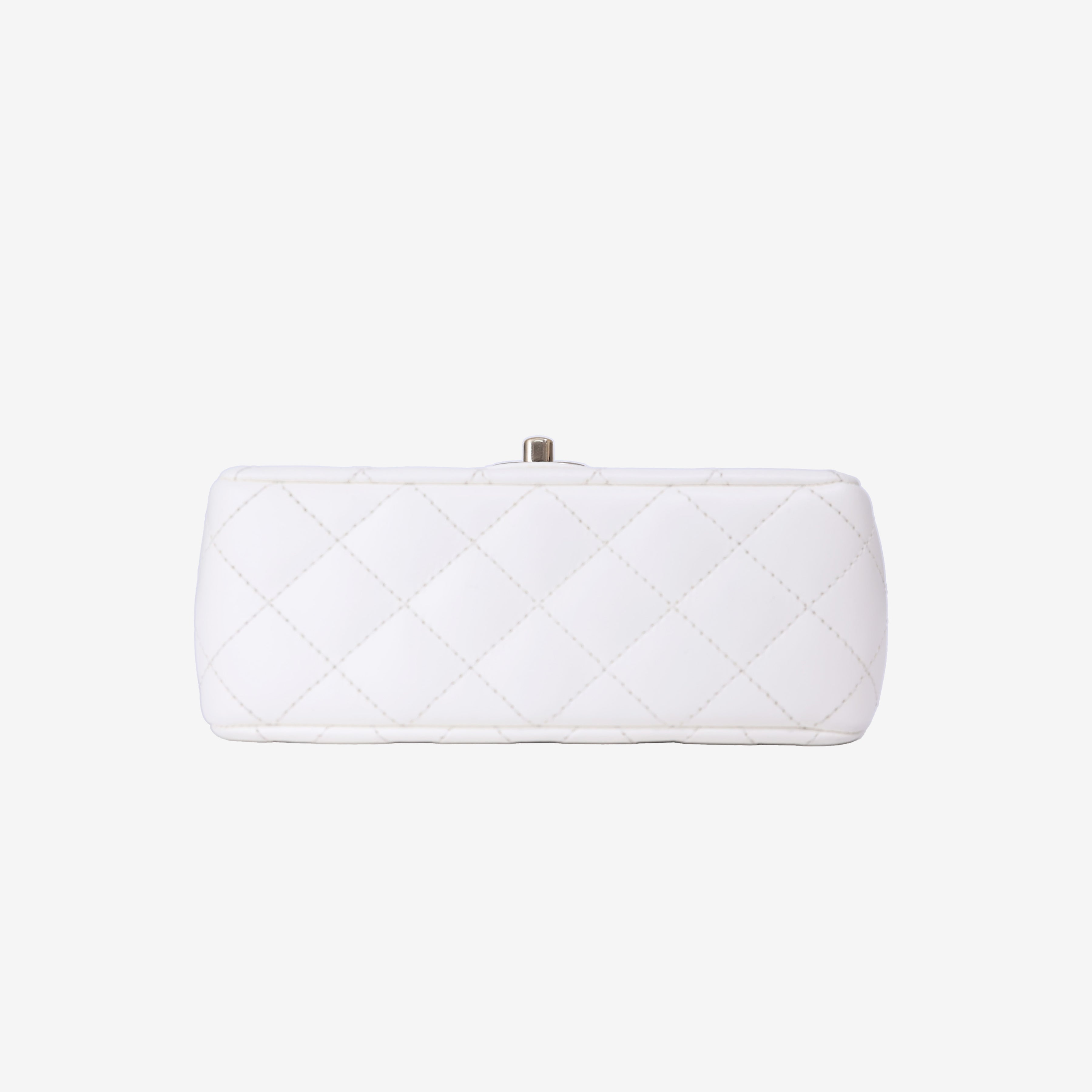 Chanel Crystals Top Handle Flap in White Lambskin Leather with Gold Hardware bottom view
