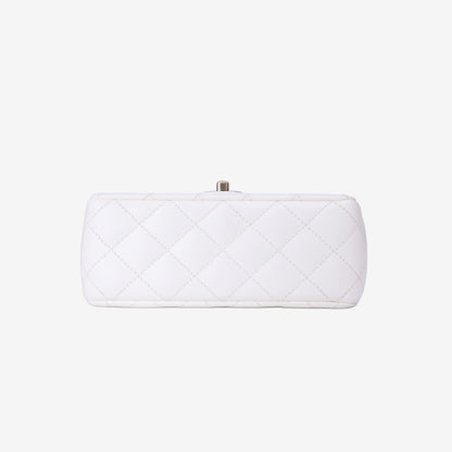 Chanel Crystals Top Handle Flap in White Lambskin Leather with Gold Hardware bottom view