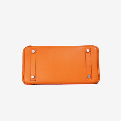 Hermès Birkin 25 in Orange Epsom Leather with Palladium Hardware bottom view