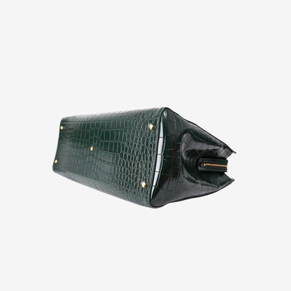 Chanel 26S Crocodile-Embossed Tote Bag in Dark Green Calfskin with Gold Hardware (Contact to Enquiry)
