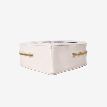 Chanel Vintage Heart-Shaped Vanity Bag in White Patent Leather with Gold Hardware bottom view