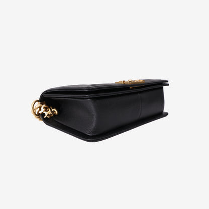 Chanel Boy Flap Bag in Black Caviar Leather with Gold Hardware
