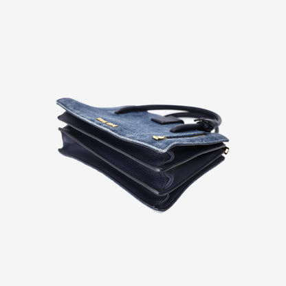 Miu Miu Crossbody Bag in Blue Denim Leather with Gold Hardware