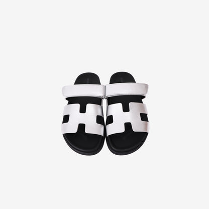 Hermès Chypre Sandals in Gris Argenté Metallic Goatskin (Size 38)