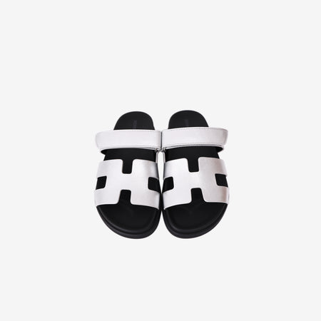 Hermès Chypre Sandals in Gris Argenté Metallic Goatskin (Size 38)