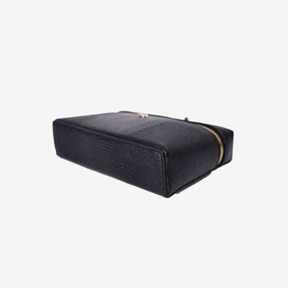 Chanel 26A Vanity Bag in Black Lizard Leather with Gold Hardware