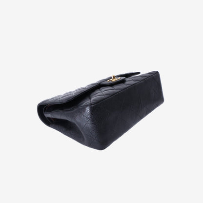 Chanel Jumbo Classic Flap Bag in Black Caviar Leather with Gold Hardware