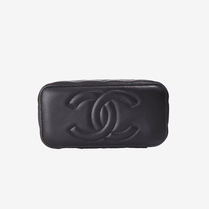 Chanel Classic Vanity Case with Chain in Black Caviar Leather with Gold Hardware