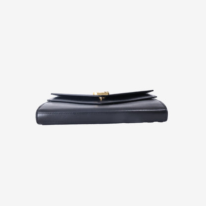 Saint Laurent Monogram Sulpice Chain Wallet in Black Calfskin Leather with Gold Hardware