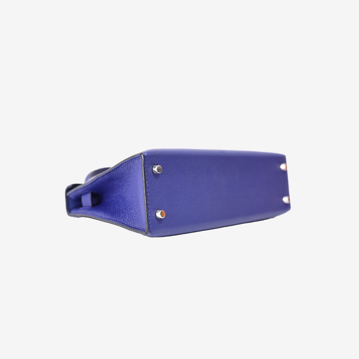 Hermès Mini Kelly 20 in Bleu Électrique Epsom Leather with Palladium Hardware bottom side view