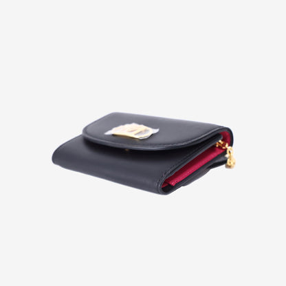 MCM Mode Travia Mini Chain Wallet in Black Nappa Leather with Gold Hardware