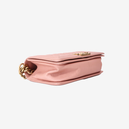 Chanel Medium Boy Bag in Pink Caviar Leather with Gold Hardware